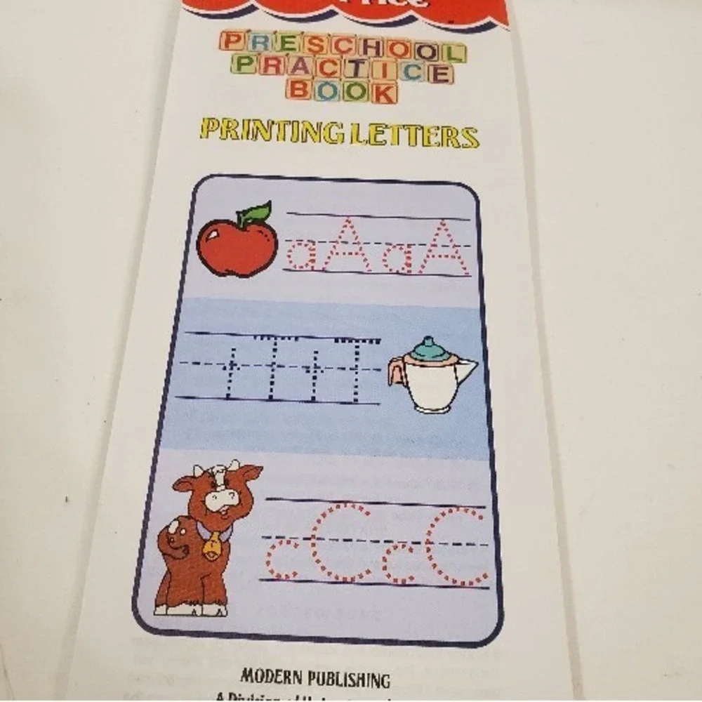 Vintage 1998 Fisher Price Preschool Practice Book Printing Letters Workbook